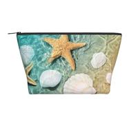 Conchiglie di stelle marine sulla spiaggia, Borsa da toilette Borsa per trucco Borsa per cosmetici Borsa da toilette da viaggio portatile