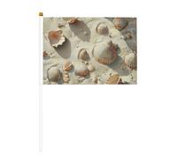 Conchiglie Stampa Sabbia Due lati Tenuto In Mano Bandiere Esterni Interni Decorativi Sport Giochi Festival Eventi Bandiera