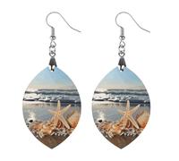 Conchiglie sulla spiaggia, orecchini in legno, gioielli, regali, leggeri, vintage, in legno naturale, classici e artistici, ganci per orecchini da donna, Apricot shaped, In legno, Legno