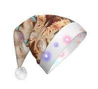 Conchiglie Sulla Spiaggia Stampa Cappello di Babbo Natale Con Luci A Led, Divertenti Cappelli Di Natale Per Adulti Per Il Nuovo Anno Vacanza