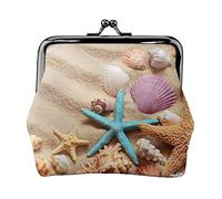 Conchiglie sulla spiaggia stampa piccola portamonete borsa in pelle con chiusura a bacio portamonete portamonete regali per uomo donna