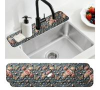 CONCHLERY 2 pezzi lavello cucina Splash Guard rubinetto tappetino modello farfalla tappetino per lavandini fiori assorbente asciugatura tappetini per cucina bagno