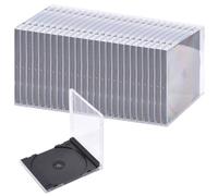 CONCHLERY 25 custodie per CD con vassoio nero, custodia trasparente per CD Jewel, custodia singola standard per protezione DVD, colore nero