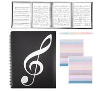 CONCHLERY Cartella per spartiti musicali con 40 tasche, 4 pagine, impermeabile, con clip per la visualizzazione di spartiti, con 40 linguette e penna, 32,3 x 25,9 cm