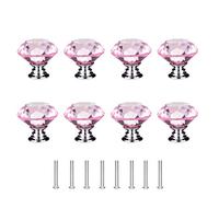 Concisea 8 Pezzi 30mm Pomelli di Cristallo,Pomelli Vetro Cristallo,pomelli cristallo diamante per mobili con Viti Manopole per cassetti Maniglia per armadietto Maniglie per mobili da Cucina(rosa)