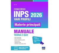Concorso INPS 2026 vari profili. Materie principali. Manuale teoria e quiz