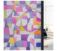 ConCus-T Elettricità Statica Nessun Adesivo Vinile Premio Decorativo Bicchiere Pellicole per Vetri con L'Arte Geometrica Colorata 90cmx200cm