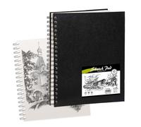 CONDA Quaderno da Disegno Spiralato Blocco Sketch Book Per Disegno Pittura Cartoncino Senza Acidi - Copertina Rigida 90g/m², 80 pagine 21,6 x 27,9 cm
