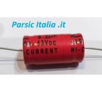 CONDENSATORE EL. NP 8,2uF 8R2 63VDC NON POLARIZZATO ASSIALE 13x26mm ( =20 PEZZI)