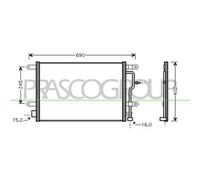 Prasco Condensatore climatizzatore AD020C003 in alluminio per Audi A4 Avant (8ED, B7)