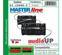 CONDENSATORE PER CROSSOVER 68 uF 100 V NON POLARIZZATO. CONDENSATORI 5 PEZZI