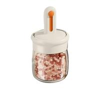 Condiment Jar, Glass Seasoning Airtight Lidded Container, 275ml Wide-Mouth Food Storage Jar with Telescopic Spoon, Durable Kitchen Organizer for Counter, Restaurant, Camping, Picnic, Catering