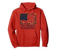 Condimenti a Stella con Lustrini Felpa con Cappuccio, Unisex per Adulti, Rosso, XL