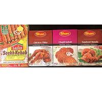 Condimento per barbecue, spezie per strofinare o marinata, selezione definitiva di 4 sapori - Kebab Sheek, Tikka di pollo, Chapli Kebab e Tandoori Masala - (confezione da 4) - (300 g in totale)