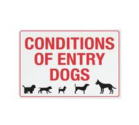 Conditions Of Entry Dogs Sign 30,5 x 20,3 cm Segnaletica di avvertimento in alluminio riflettente con simbolo per uso interno ed esterno