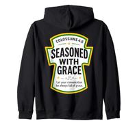 Condito con Grace Colossesi 4:6 Condimenti Cristiani Felpa con Cappuccio