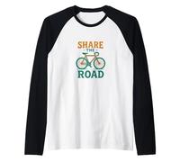 Condividi Il Design della Bicicletta da Strada con Messaggio di Sicurezza Maglia con Maniche Raglan