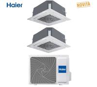 Condizionatore Climatizzatore Haier Dual Split Cassetta 700 R-32 9000+12000 BTU Con 2U40S2SC1FA WI-FI Optional