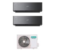 Condizionatore Climatizzatore Hisense Dual Split Inverter R-32 Serie Energy Pro X Black 9000+12000 BTU Con 2AMW52U4RXC Wi-Fi Integrato 9+12