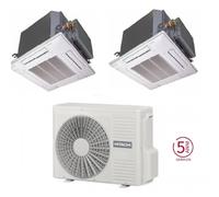 Condizionatore Climatizzatore Hitachi Dual Split Cassetta a 4 Vie R32 9000+9000 BTU Con RAM-G43N2HA(B)E Wi-Fi Optional+Comando