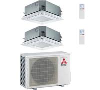 Condizionatore Climatizzatore Mitsubishi Electric Dual Split Cassetta R-32 60X60 12000+12000 BTU Con MXZ-2F53VF4 Wi-Fi Optional
