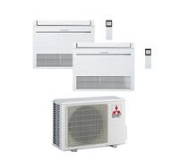 Condizionatore Climatizzatore Mitsubishi Electric Dual Split Pavimento R32 MFZ-KT 12000+12000 BTU Con MXZ-2F53VF Wi-Fi Optional