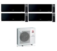 Condizionatore Climatizzatore Mitsubishi Electric Quadri Split inverter Kirigamine Zen Black R-32 7000+9000+9000+12000 Colore Nero con MXZ-4F72VF4 7+9+9+12