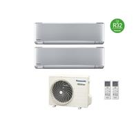 Condizionatore Climatizzatore Panasonic dual split inverter Etherea Silver R-32 Wi-Fi con Econavi 9000+12000 con CU-2Z50TBE