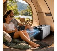 Condizionatore da Campeggio 12V/24V - Climatizzatore Portatile Per Auto, Camper E Tende, 5200 BTU, Con 4 Modalità, Timer 24h, Perfetto Per Viaggi, Notti In Campeggio E Spazi Ridotti Silver-220V