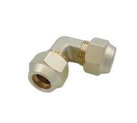 Condizionatore d'aria in ottone forgiato SAE 1/4 3/8 1/2 3/4 adatto for filettatura UNF gomito + dado raccordo for tubo di collegamento svasato uguale(1I4 SAE)