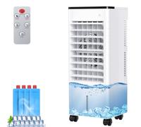 Condizionatore d'aria Mobile Silenzioso, 6L Raffreddatore d'aria Condizionatori Portatili Air Cooler Ventilatore Umidificatore, 3 Velocità/Modalità, Telecomando, 1-15H Timer, per Casa e Ufficio