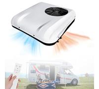 Condizionatore d'aria per camper, unità AC universale da tetto, con telecomando, modalità di riscaldamento e raffreddamento 2 in 1, per auto, camion, rimorchio, barca, camper,White-12V
