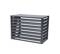 Condizionatore d'aria per esterni, contenitore in alluminio con griglia per fiori e persiane a feritoia, divisore esterno indipendente per unità AC e nascondiglio della spazzatura, (nero)