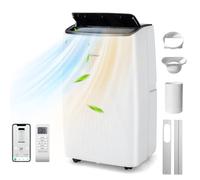 Condizionatore d'aria portatile 6 in 1 12000 BTU con riscaldatore, deumidificatore, ventilatore, Wi-Fi Smart APP, telecomando, modello curvo, modalità sleep, 3 velocità della ventola, timer 24 ore,