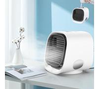 Condizionatore D'aria Portatile A LED, Mini Raffrescatore D'aria Personale Con Serbatoio D'acqua Da 300 Ml, Ventola Di Raffreddamento Personale A 3 Velocità, Per Camera Da Letto, Ufficio E(White)