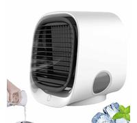 Condizionatore D'aria Portatile Airabreeze, Ventilatore Da Scrivania Usb, Raffreddatore D'aria Mini Raffrescatore D'aria Umidificatore Con 3 Velocità, Con Serbatoio E Luce Notturna Led white