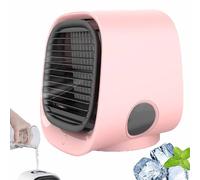 Condizionatore D'aria Portatile Airabreeze, Ventilatore Da Scrivania Usb, Raffreddatore D'aria Mini Raffrescatore D'aria Umidificatore Con 3 Velocità, Con Serbatoio E Luce Notturna Led pink