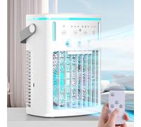 Condizionatore d'aria portatile con nebbia fredda, luce notturna e timer, 4 in 1 raffreddatore d'aria evaporativo e umidificatore per camera da letto, campeggio, ufficio
