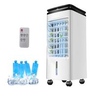 Condizionatore d'aria portatile - Raffreddatore evaporativo 3 in 1 con telecomando e timer, unità di raffreddamento veloce per stanza, ufficio, garage, include 4 impacchi di ghiaccio e 3 velocità di