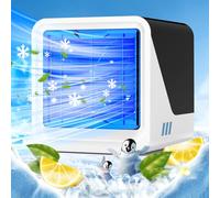 Condizionatore Mobile D'aria Portatile, 3 in 1 USB Ventilatore con Raffreddamento ad Acqua, Serbatoio d'acqua da 500 ML, 3 Velocità, Luci a 7 Colori, Climatizzatore Raffrescatore d'aria per Ufficio