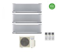 Condizionatore Panasonic trial split inverter Etherea Silver R-32 Wi-Fi con Econavi 12000+12000+12000 Con CU-3Z68TBE
