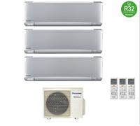 Condizionatore Panasonic trial split inverter Etherea Silver R-32 Wi-Fi con Econavi 9000+12000+12000 Con CU-3Z68TBE