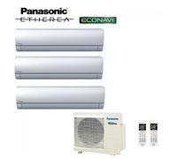 Condizionatore Panasonic trial split inverter Etherea Silver R-32 Wi-Fi con Econavi 9000+9000+12000 Con CU-3Z52TBE