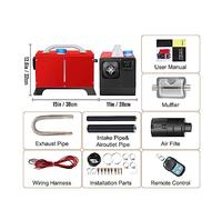 Condizionatore per camper Riscaldatore d'aria diesel 3/5 / 8KW 12V tutto in mini riscaldatore con interruttore LCD silenziatore telecomando for auto bus RV camion SUV(8KW Red LCD)