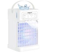 Condizionatore Portatile, 1100 ml Raffreddatore d'aria, Mini Climatizzatore Portatile 4-in-1 con 7 LED a Colori 3 Velocità, 3 Funzioni di Nebbia per Camera da Letto, Ufficio, Campeggio, Auto