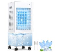 Condizionatore Portatile 4 in 1, Raffreddatore D'aria Serbatoio 5.5 L, Raffreddatore Evaporativo 2 Modalità 7 H Timer, Condizionatore D'aria 60 W Oscillazione 60° con Telecomando per Casa