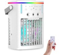 Condizionatore Portatile, 4 in 1 Raffrescatore d'aria Mobile, Mini Ventilatore Personale con Serbatoio da 1000ml, Timer 2/4/8H, 7 Luci Notturne, USB Condizionatore d'aria Mobile per Casa/Ufficio