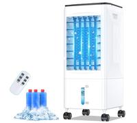 Condizionatore Portatile Eysddifr, Raffreddatore d'aria 6L Senza Tubo, 4 in 1 Raffreddatore Evaporativo 60 W, Timer 1-7, 3 Velocità 2 Modalità, con Ruote, Telecomando per Casa Ufficio