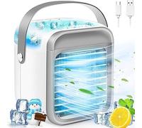 Condizionatore Portatile, Mini Ventilatore Silenzioso con 3 Velocità, USB Condizionatore d'aria Mobile, Condizionata d'aria Personale con Funzione Timer (square small)
