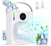 Condizionatore Portatile, Raffreddatore d'aria 4 in 1, 900ml Mini Climatizzatore Portatile Evaporativo Ventilatore Silenzioso, USB Mini Condizionatore Portatile, 3 Velocità, Timer, per Camera/Ufficio